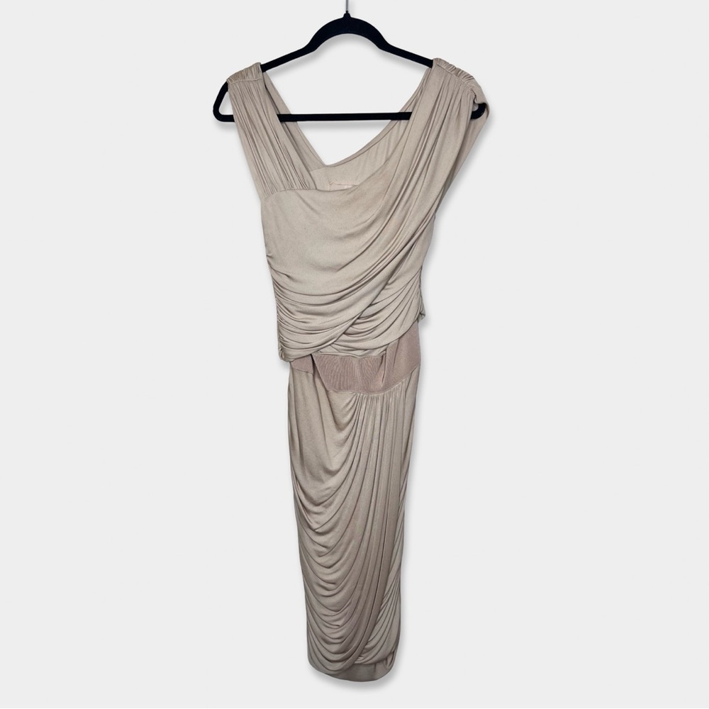 GIAMBATTISTA VALLI Draped Midi Dress Size 44/M Tan Color Pre-Owned